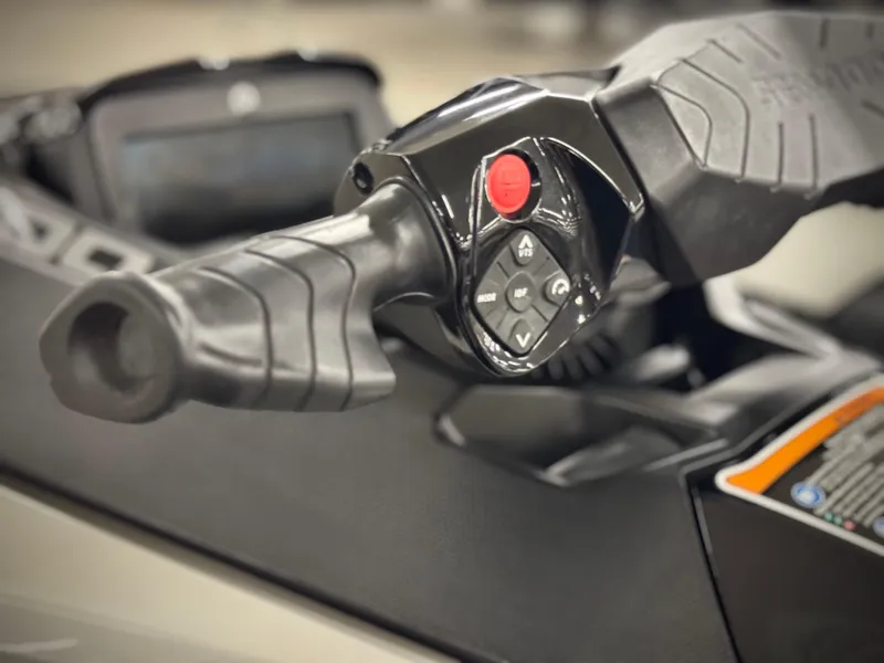 Slide: The Image of 2023 Sea-Doo GTX LTD 300 handlebar controls, featuring ergonomic design and advanced functionality. - 26
