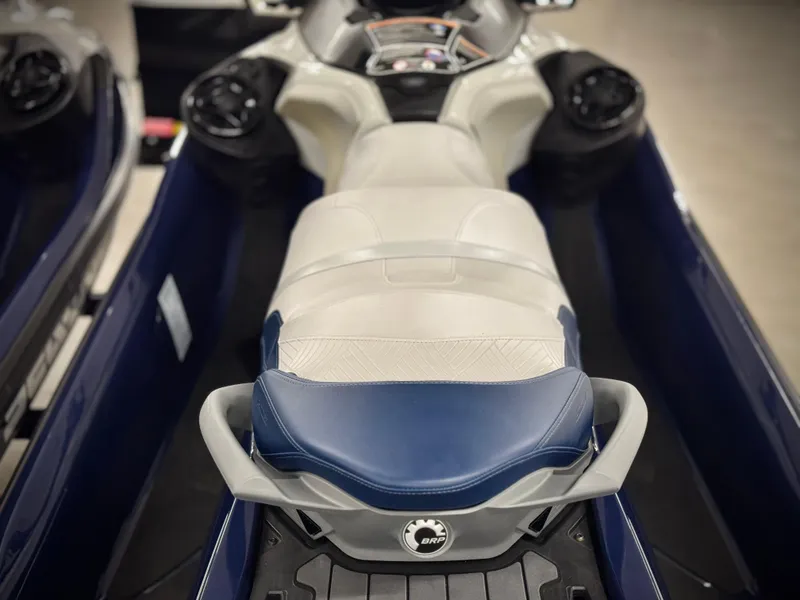 Slide: The Image of 2023 Sea-Doo GTX LTD 300 jet ski seat and dashboard, featuring sleek design and controls. - 7