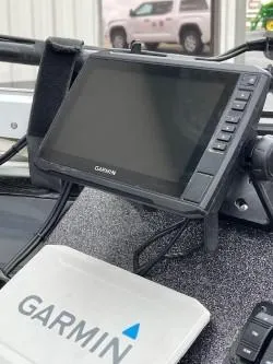 Slide: The Image of Garmin device on 2020 Ranger RT198P boat dashboard, close-up view. - 5