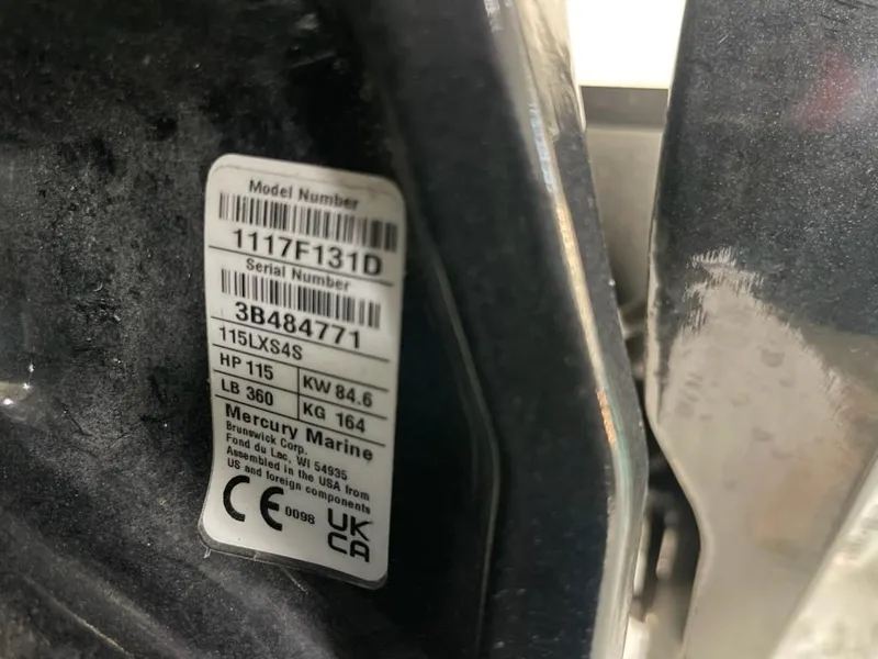 Slide: The Image of Label on a 2024 Mako 18 LTS boat, showing model and serial numbers. - 9