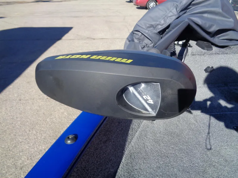 Slide: The Image of Trolling motor on 2018 Tracker Pro Guide V-16 WT boat, outdoor setting. - 13