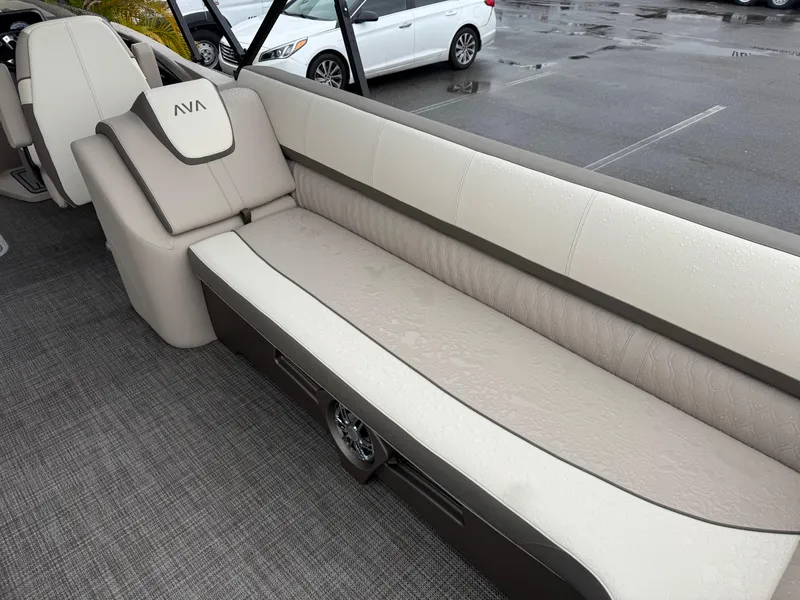 Slide: The Image of 2025 Avalon Catalina Quad Lounge interior with beige seating and modern design. - 13