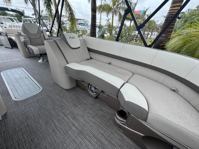Slide: The Image of 2025 Avalon Catalina Quad Lounge interior with plush seating and modern design. - 28