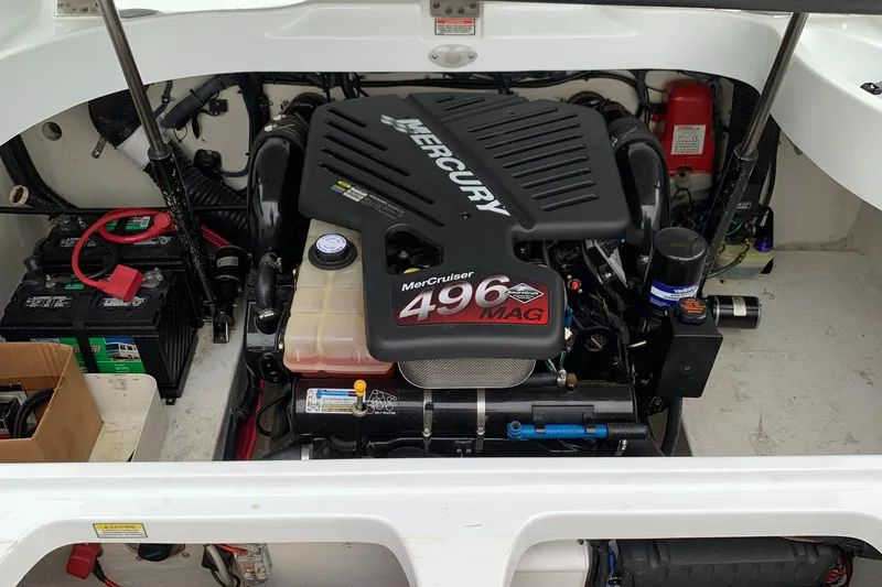 Slide: The Image of Engine compartment of a 2003 Baja 24 H2X Boss with Mercury 496 MAG engine. - 8