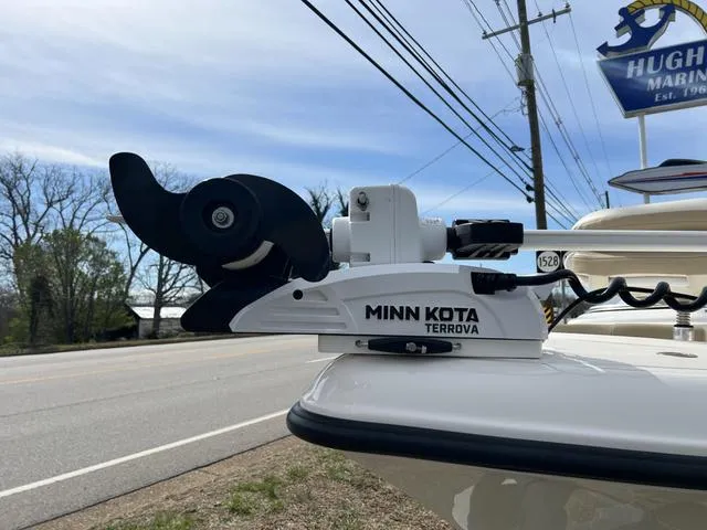 Slide: The Image of Minn Kota Terrova motor on 2018 Key West 186DC boat, roadside view. - 6