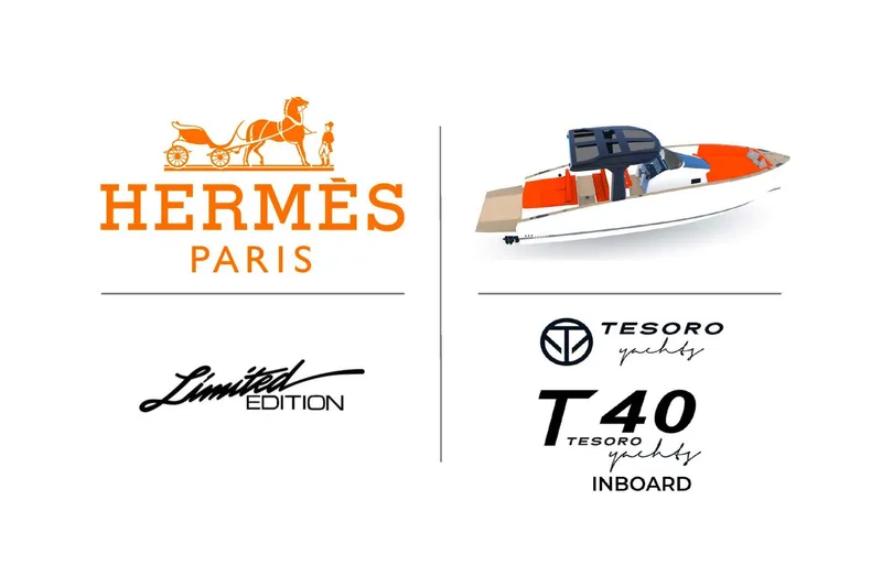 Slide: The Image of Limited edition 2024 Tesoro T40 Inboard yacht, Hermès Paris collaboration. - 23