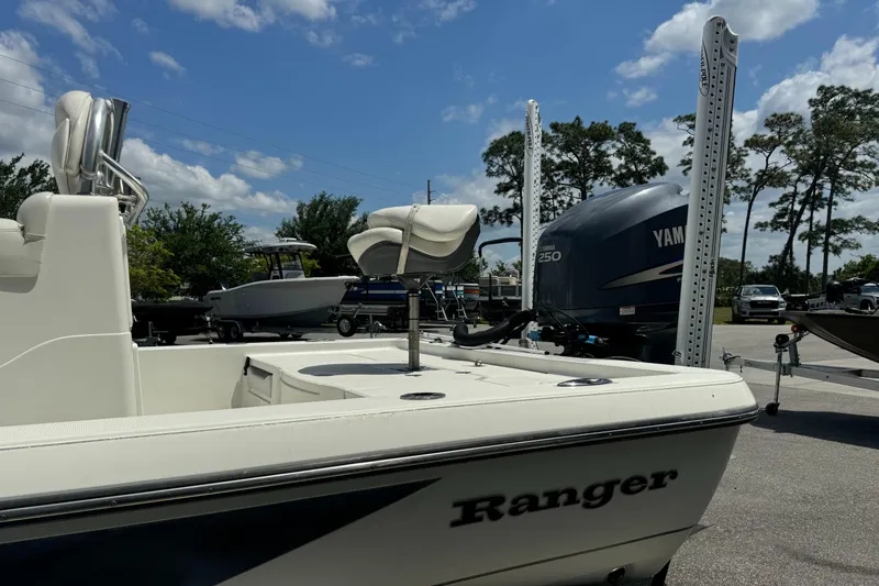 Slide: The Image of 2010 Ranger 2310 boat on trailer at Toho Marine dealership. - 1