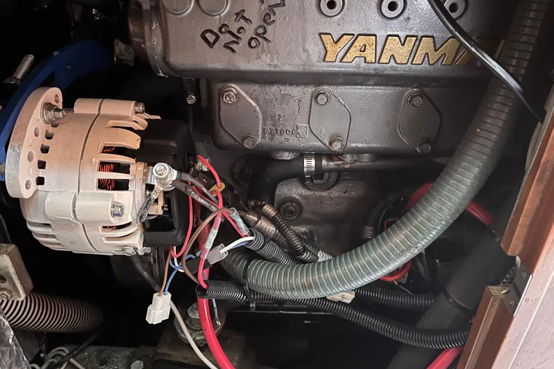 Slide: The Image of Engine compartment of a 1982 Baltic 42 sailboat with Yanmar components. - 35