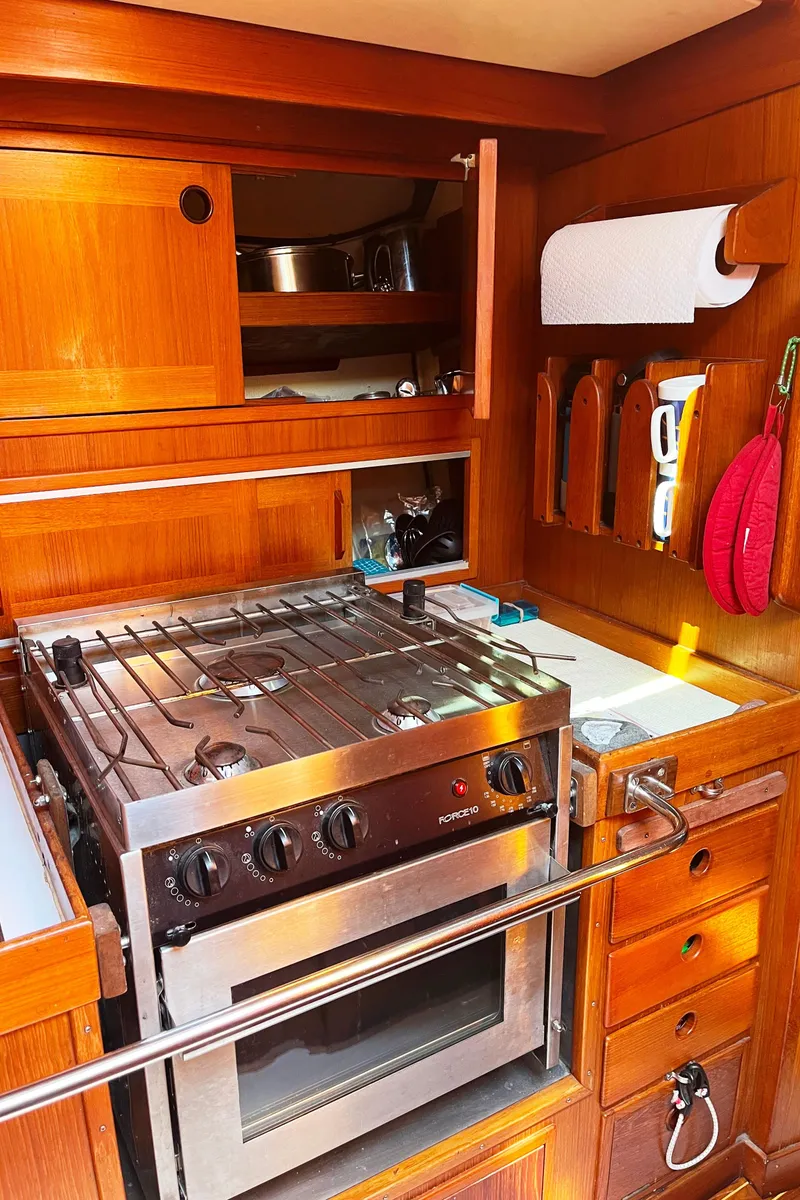 Slide: The Image of Control panel of a 1982 Baltic 42 yacht with gauges and switches. - 40