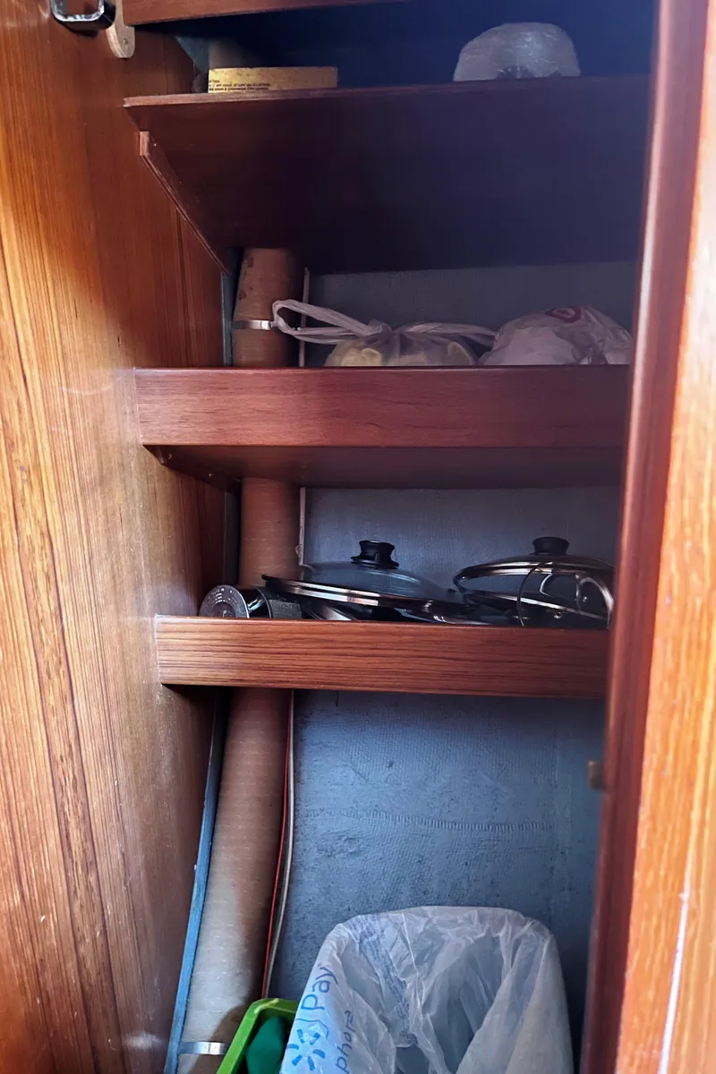 Slide: The Image of Control panel of a 1982 Baltic 42 yacht with gauges and switches. - 43