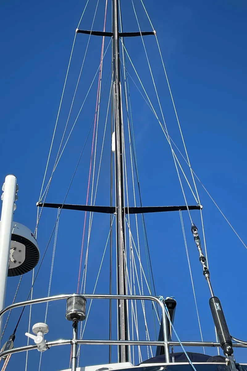 Slide: The Image of 1982 Baltic 42 sailboat with anchor docked in harbor. - 8