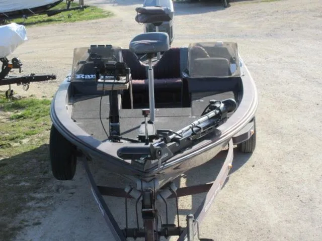 Slide: The Image of 1995 Ranger 392XT boat with Marner 200 Hp outboard on trailer, front view. - 3
