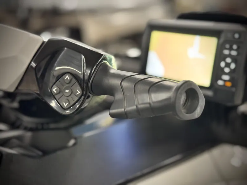 Slide: The Image of 2023 Sea-Doo Fishpro Sport 170 handlebar and control panel close-up. - 12