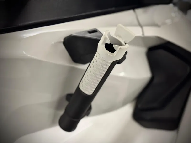 Slide: The Image of 2023 Sea-Doo Fishpro Sport 170 fishing rod holder detail, showcasing sleek design and functionality. - 9