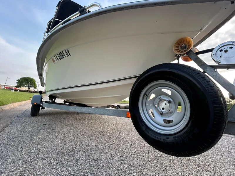 Slide: The Image of 2006 Carolina Skiff SEA CHASER boat on trailer, viewed from below. - 12