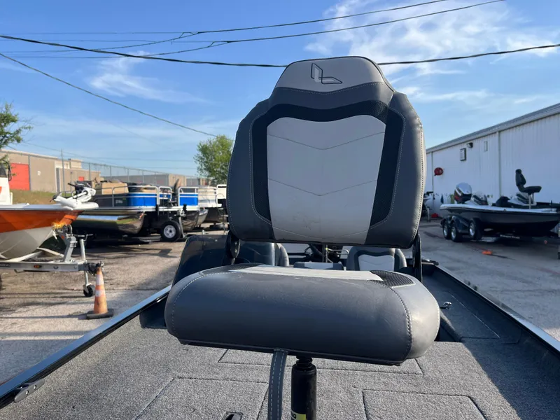 Slide: The Image of Foot pedal control on 2022 Lowe Legacy boat deck. - 26