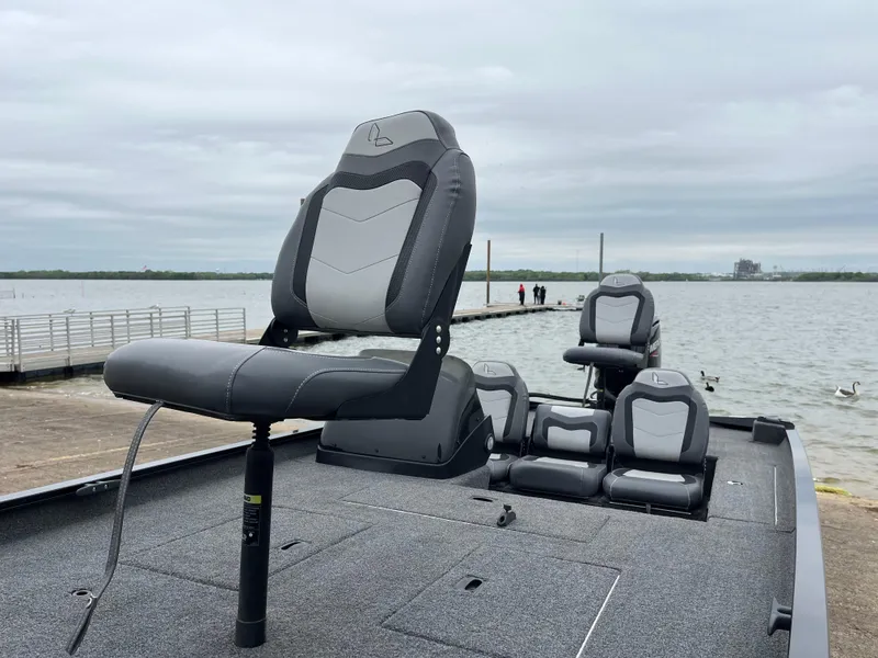 Slide: The Image of MotorGuide X3 trolling motor on 2022 Lowe Legacy boat, close-up view. - 35