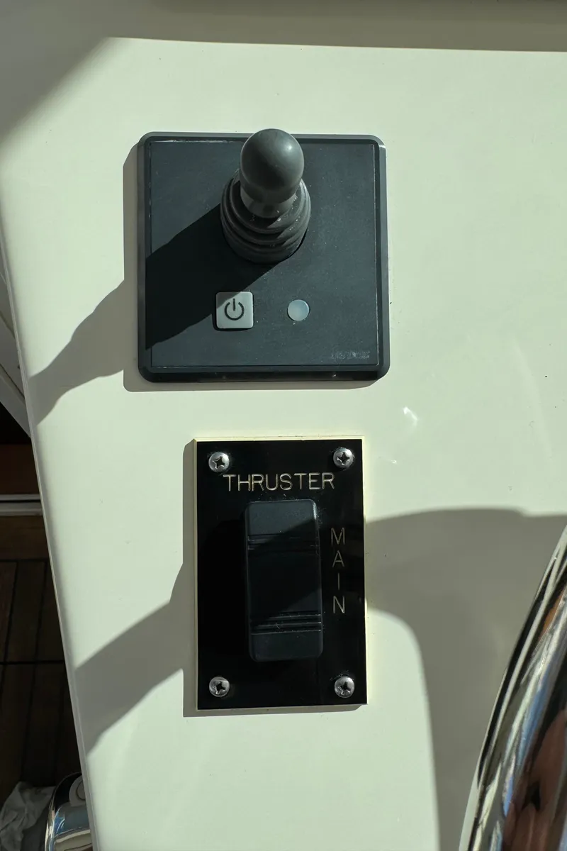 Slide: The Image of Control panel of 2007 Albemarle 410 Express Fisherman with joystick and thruster switch. - 40