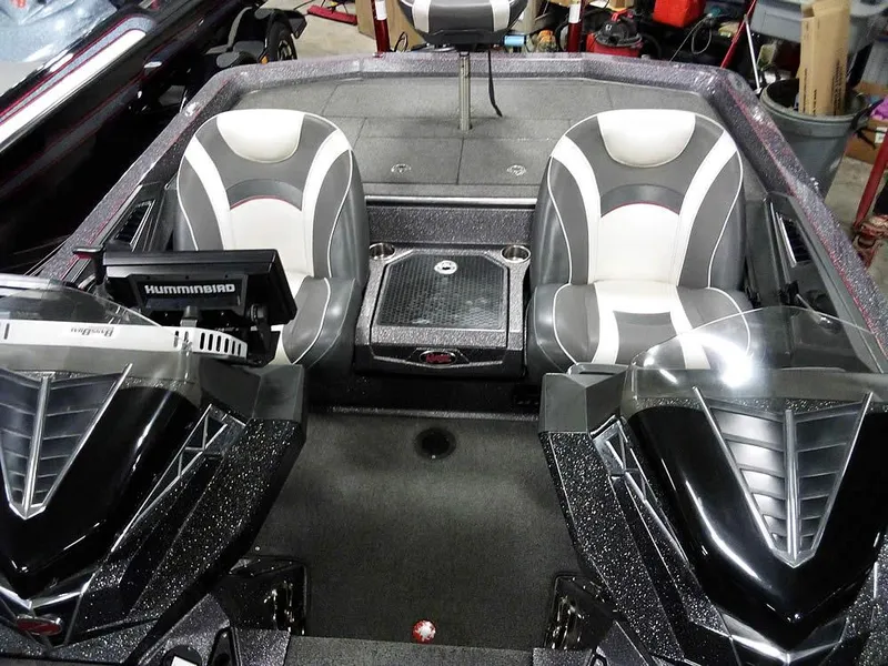 Slide: The Image of 2019 Ranger Z520L Comanche DC boat interior with dual seats and advanced navigation system. - 23