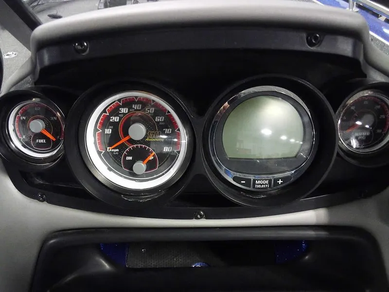 Slide: The Image of Dashboard of 2018 Ranger 621FS Fisherman boat with gauges and digital display. - 26