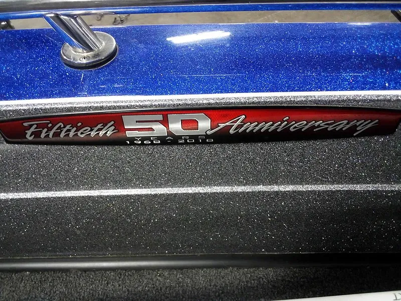 Slide: The Image of Ranger 621FS Fisherman 2018, 50th Anniversary Edition badge on blue metallic finish. - 3