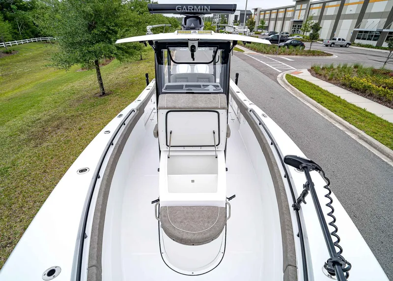 Slide: The Image of 2025 Sea Hunt Gamefish 30 CB boat with open deck and advanced navigation system. - 37