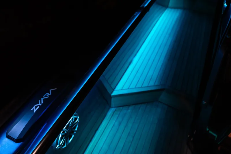 Slide: The Image of Illuminated deck of Introductory ZYARA 44, 2025 model, with sleek blue lighting. - 7