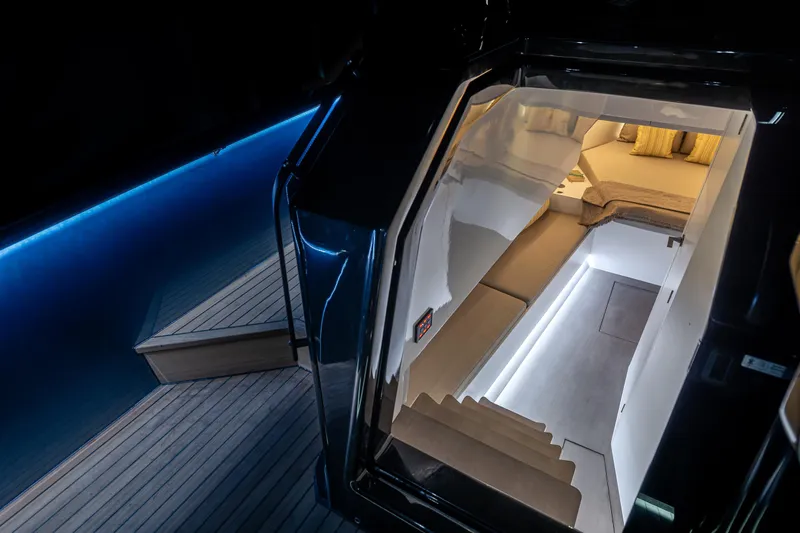 Slide: The Image of Luxurious interior of 2025 Introductory ZYARA 44 yacht, featuring modern design and ambient lighting. - 18