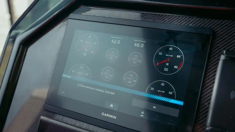 Slide: The Image of Garmin display on 2023 Skipper-BSK 42 boat showing navigation and speed metrics. - 30