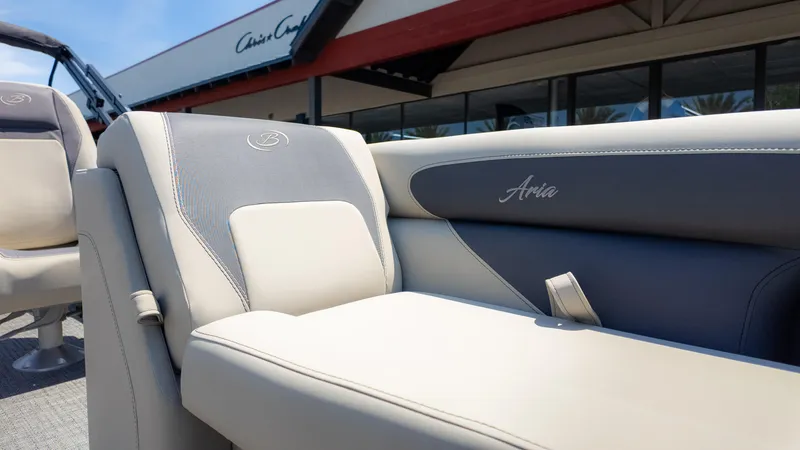 Slide: The Image of 2024 Barletta ARIA 22UC boat interior with luxurious seating and elegant design. - 28