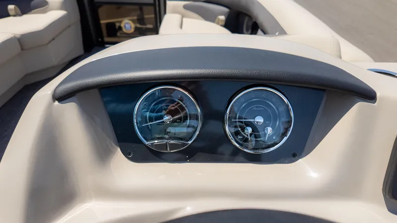 Slide: The Image of Dashboard of 2024 Barletta ARIA 22UC boat with dual gauges. - 30
