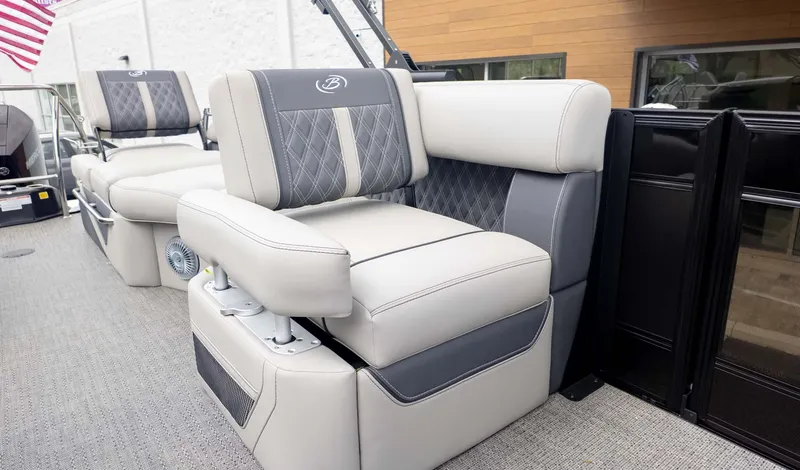 Slide: The Image of 2025 Barletta Lusso 23M boat interior with luxurious seating and modern design. - 16