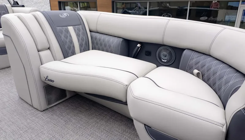 Slide: The Image of 2025 Barletta Lusso 23M boat interior with luxurious seating and modern design. - 19