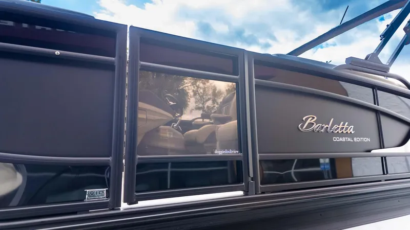 Slide: The Image of 2025 Barletta Lusso 23M Coastal Edition pontoon boat with sleek design and modern features. - 6