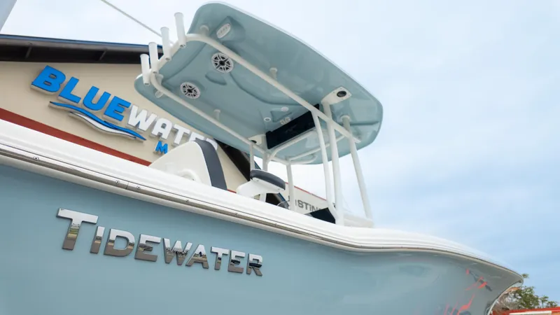 Slide: The Image of 2025 Tidewater 210CC boat at Bluewater Marina, showcasing sleek design and modern features. - 9