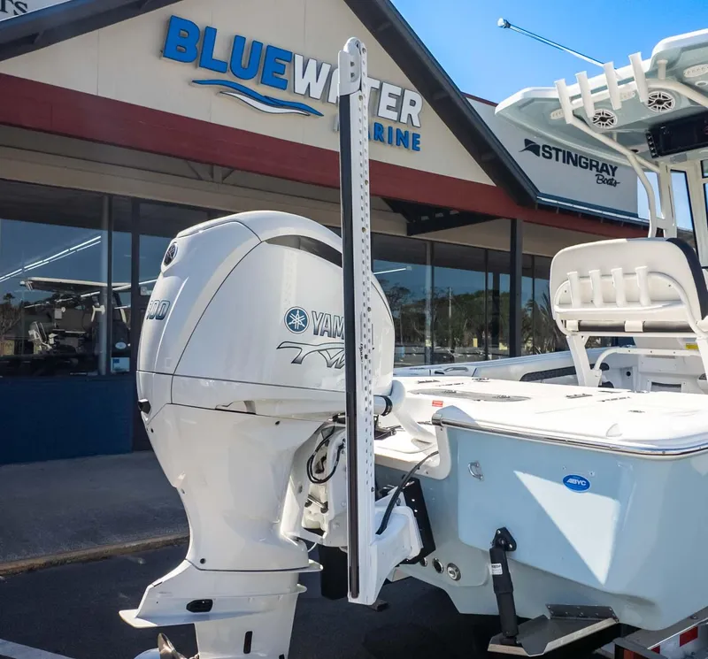 Slide: The Image of 2025 Tidewater 2500 Carolina Bay boat with Yamaha engine at Bluewater Marine dealership. - 6