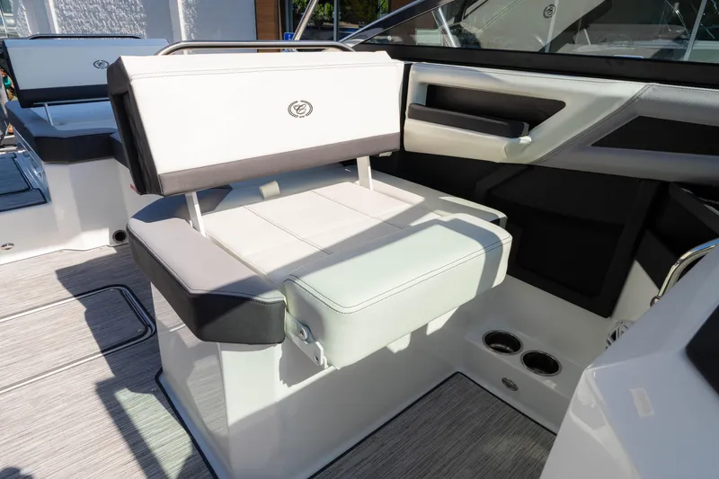 Slide: The Image of 2024 Cobalt R6 OB boat interior seating with modern design and premium materials. - 33
