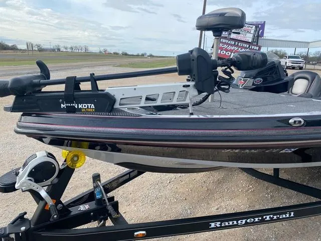 Slide: The Image of 2019 Ranger Z518 boat with Minn Kota Ultrex trolling motor on trailer. - 3
