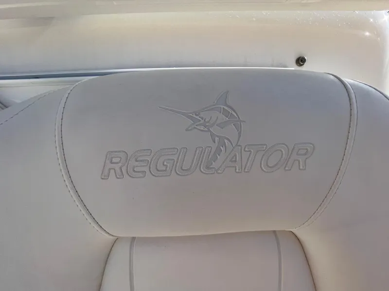 Slide: The Image of 2018 Regulator 31 boat seat with marlin logo embroidery. - 46
