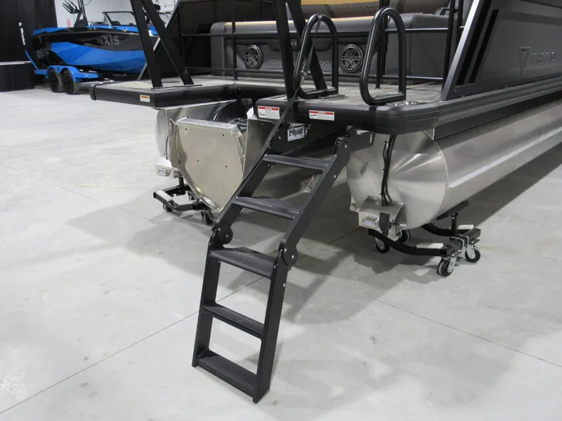 Slide: The Image of Rear view of 2025 Viaggio Z22S pontoon boat with foldable ladder. - 4