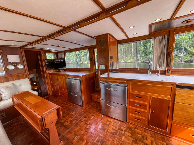 Slide: The Image of Interior of 1989 Grand Banks 42 Classic yacht with wood finish and modern amenities. - 31