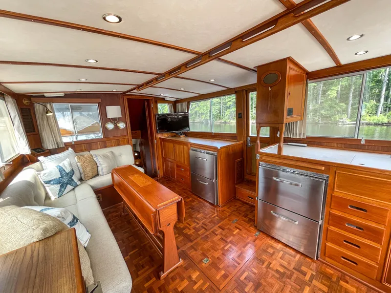 Slide: The Image of Interior of 1989 Grand Banks 42 Classic yacht with wood finish and modern amenities. - 32