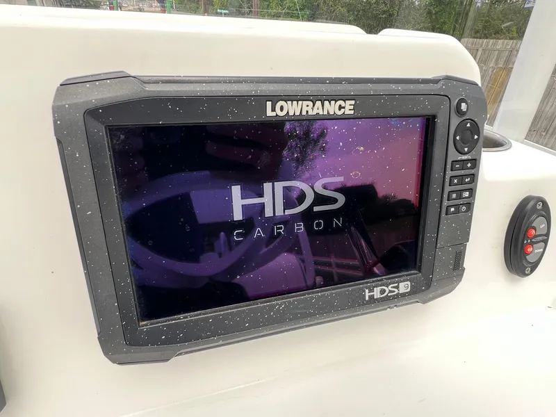 Slide: The Image of Lowrance HDS Carbon display on 2017 Shallow Sport 24 Sport boat. - 16