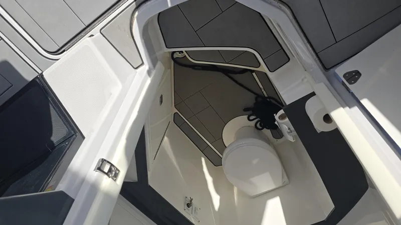 Slide: The Image of 2020 Aviara AV32 OB boat interior with modern bathroom amenities. - 16