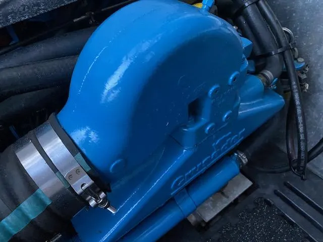 Slide: The Image of Blue engine component of a 2006 Luhrs 28 Open boat. - 17
