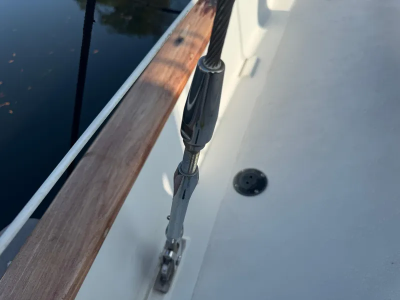 Slide: The Image of Close-up of a 1989 Hans Christian 43T sailboat's rigging and deck details. - 15