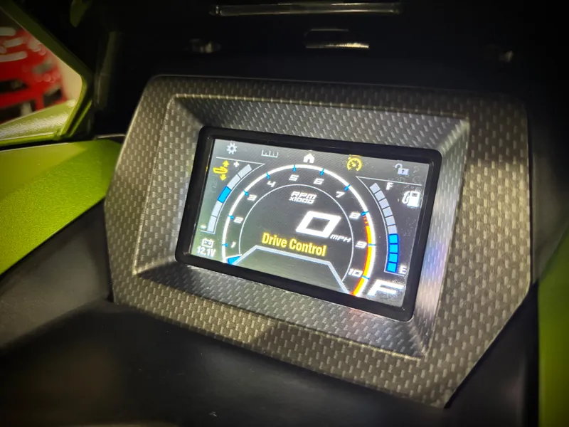 Slide: The Image of Dashboard of 2023 Yamaha WaveRunner GP1800R showing digital display and drive control. - 8