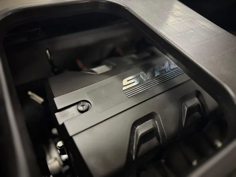 Slide: The Image of 2023 Yamaha WaveRunner GP1800R engine close-up, showcasing SVHO technology. - 9