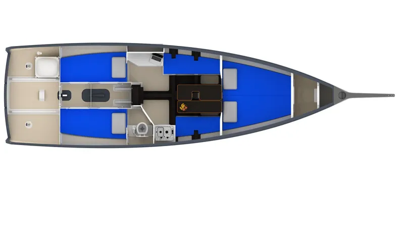 Slide: The Image of Top view of Black Pepper Code 0.1 sailboat interior layout, 2025 model. - 17