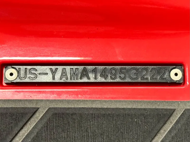 Slide: The Image of 2022 Yamaha WaveRunner FX Cruiser SVHO hull identification number on red surface. - 20